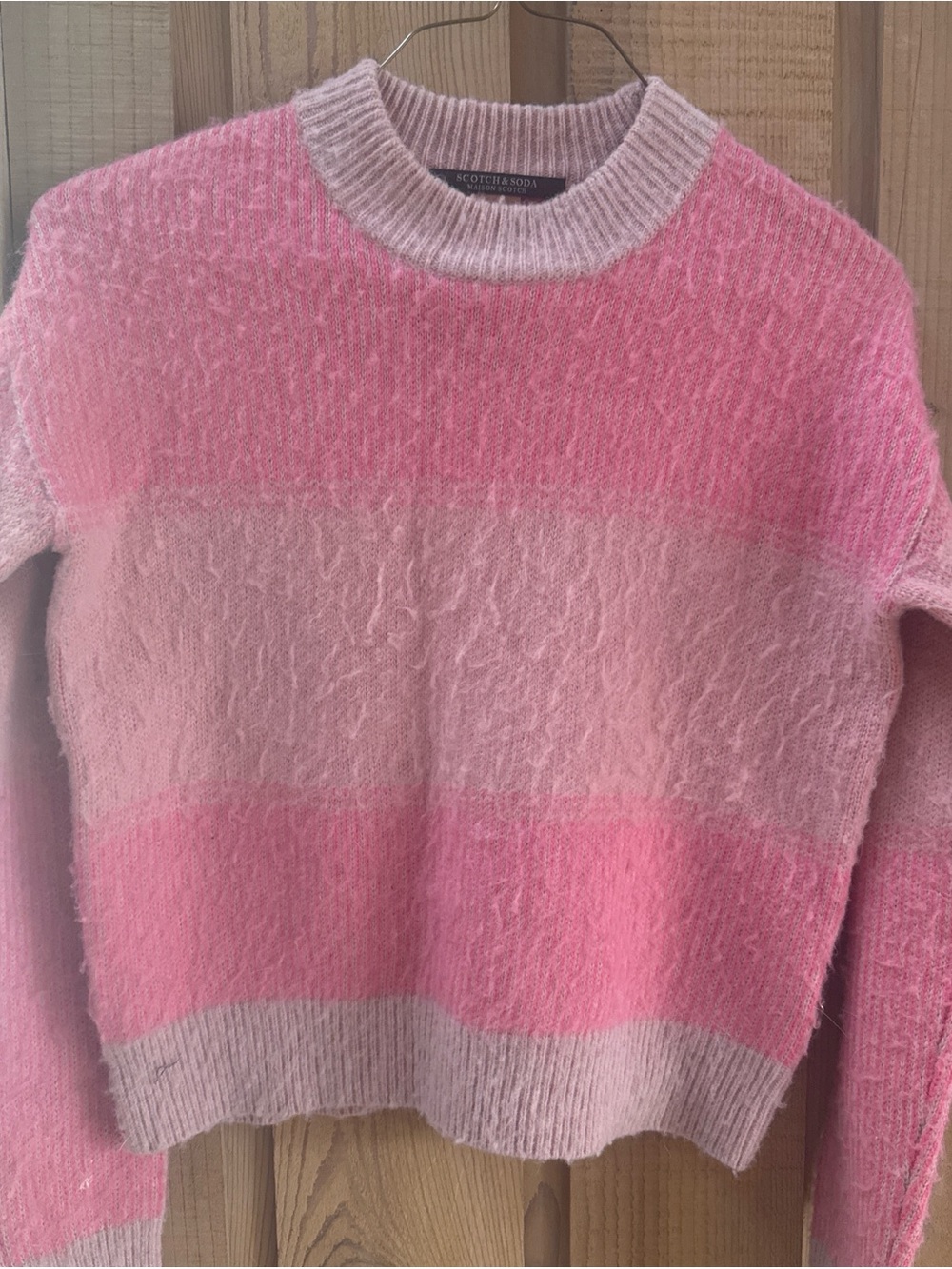 Scotch & Soda Pink Ombre Fuzzy Crewneck Sweater